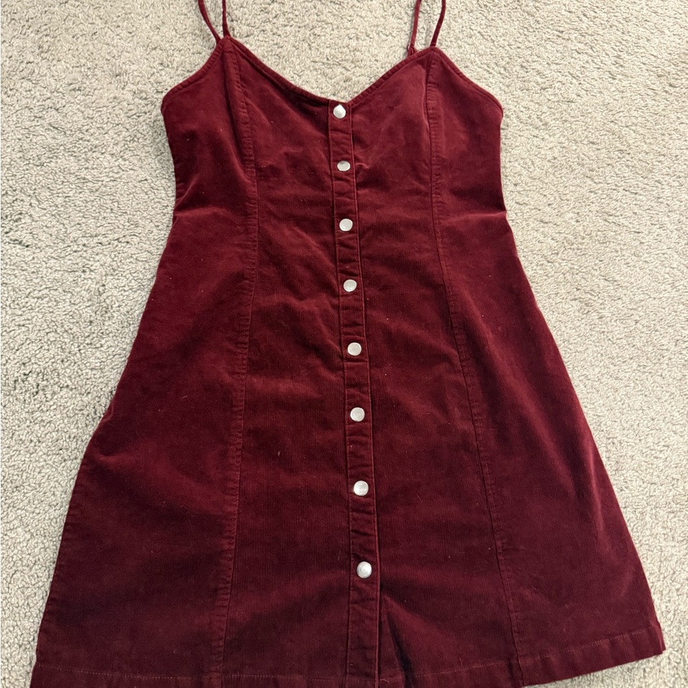 Newbury Kustom Burgundy Mini Dress with Button Front